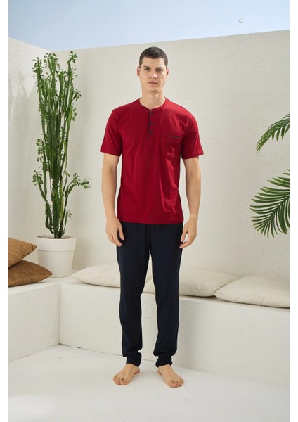 Kocabey 2090 Erkek Midi Yaka Pijama Takım