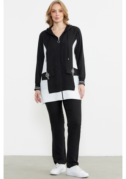 Sementa 76448 Keten Görünümlü Kapüşonlu Tunik Takım modelleri