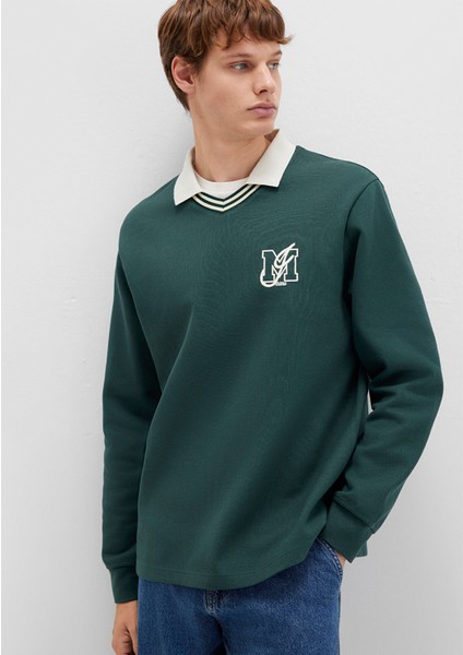 M Logo Bisiklet Yaka Yeşil Interlok Sweatshirt 0S10487-71539