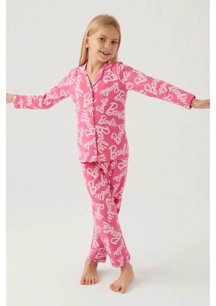 Barbie 1767-G Kız Çocuk Garson Gömlek Pijama Takımı