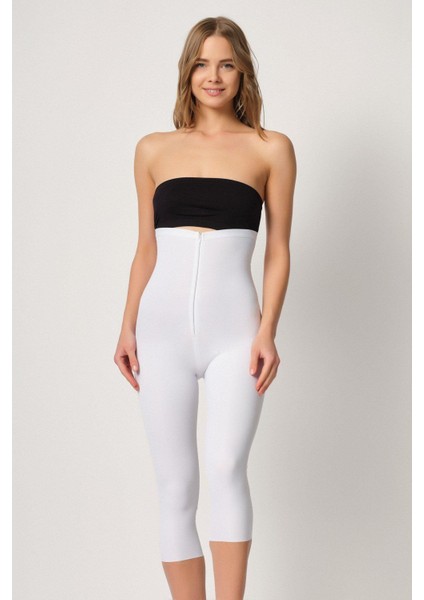 Beyaz Mı Emay 2868 Fermuarlı Kapri Tayt Lazer Korse