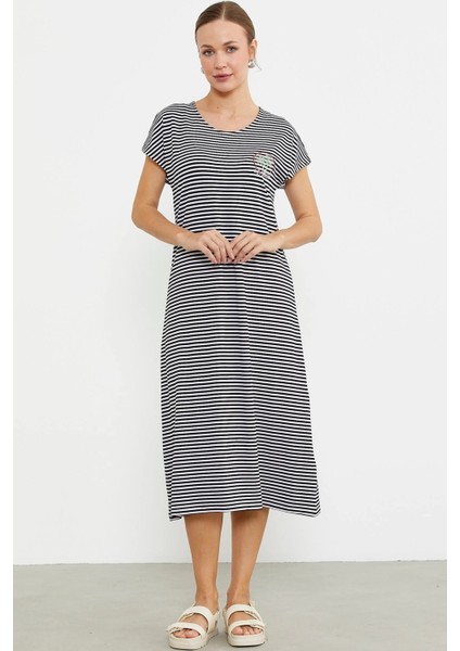 Sementa 77489 Nakış Detaylı Marine Penye Elbise modelleri