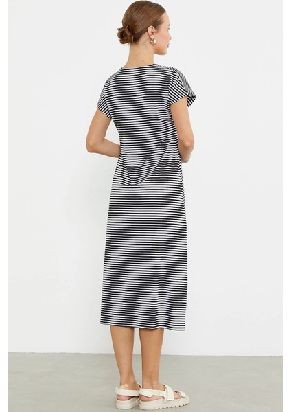 Sementa 77489 Nakış Detaylı Marine Penye Elbise