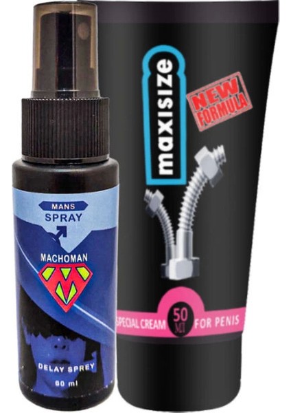 Bonie Machoman 60 ml Erkek Zaman Spreyi + Maxi Size Erkek Özel Yeri Boyutlandırıcı Krem