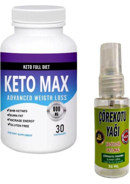 Keto Max Destekleyici Ürün 30'lu x 1 Adet + Masaj Yağı 30 ml