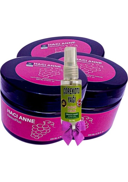 Hacı Anne Hemoplus Kremi 200 ml x 3 Adet + Çörek Otu Yağı 30 ml