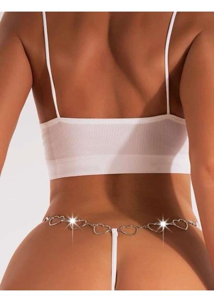 Zincir Kalp Detaylı Fantezi Beyaz String Tanga fiyatları