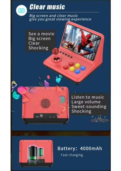 Retro 9 Inç Joystick Arcade A7 Mimarlık Dört Çekirdekli Cpu Simülatörü Video Oyunu Konsolu