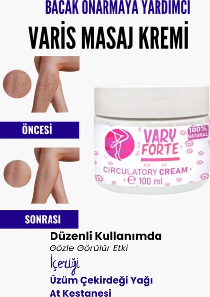 Var.is Bölgesi Için Bacak Onarmaya Yardımcı ve Besleyici Varyforte Masaj Kremi 100 ml