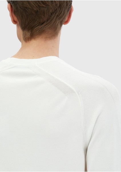 Ekru Bisiklet Yaka Jakarlı Triko Kazak