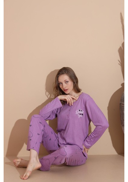 Kadın Pamuk'lu Düğme Yaka Raporlu Interlok Kışlık Pijama Takımı 05034 - 1 Adet fiyatları