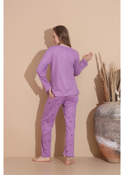 Kadın Pamuk'lu Düğme Yaka Raporlu Interlok Kışlık Pijama Takımı 05034 - 1 Adet indirimleri
