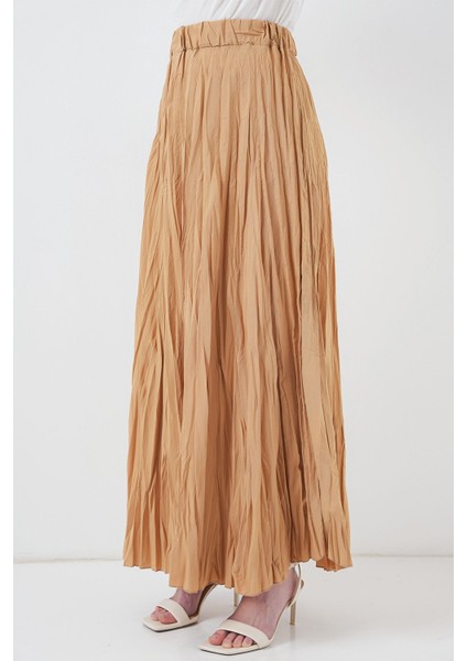 Kadın BDART Astarlı Dokulu Maxi Etek Natural