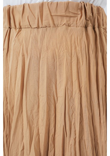 Kadın BDART Astarlı Dokulu Maxi Etek Natural