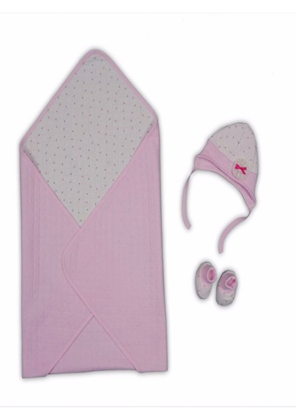 Yenidoğan Baskılı Double Face Şapka ve Patikli 3lü Bebek Battaniye Takımı fiyatları
