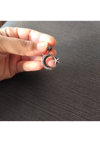 925 Ayar Ay Yıldızlı Model Kolye Ucu -Şık Tasarım- (Zincirsiz) modelleri