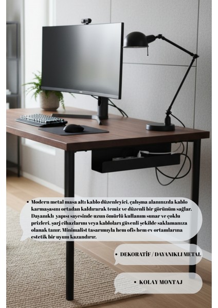 Modern Metal Masa Altı Kablo Düzenleyici – Kablo Toplama Kanalı – 30X15X15 cm – Ofis ve Ev Kullanımı fiyatları