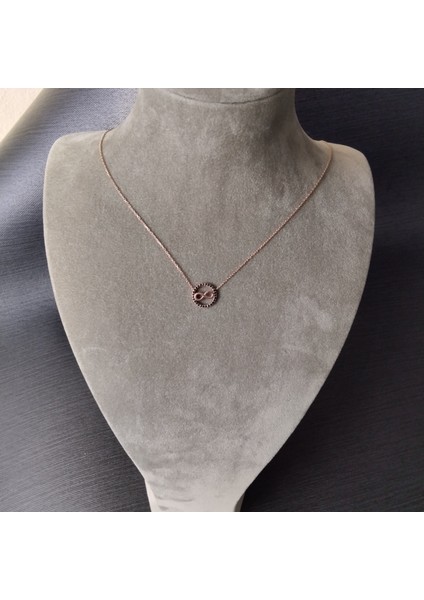 925 Ayar Gümüş Sonsuzluk Model Kadın Kolye- Rose Renk - Şık Tasarım fiyatları