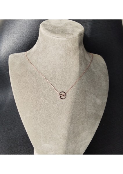 925 Ayar Gümüş Sonsuzluk Model Kadın Kolye- Rose Renk - Şık Tasarım modelleri