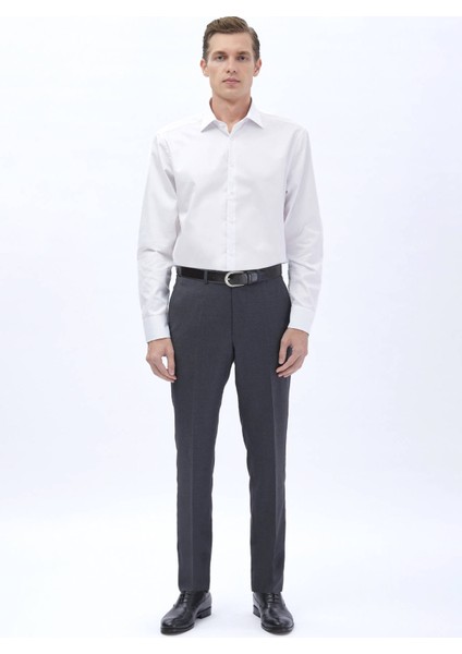 Beyaz Düz Regular Fit Dokuma Klasik %100 Pamuk Gömlek