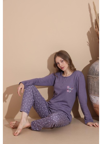 Kadın Pamuk'lu Düğme Yaka Raporlu Interlok Kışlık Pijama Takımı 05040 - 1 Adet fiyatları