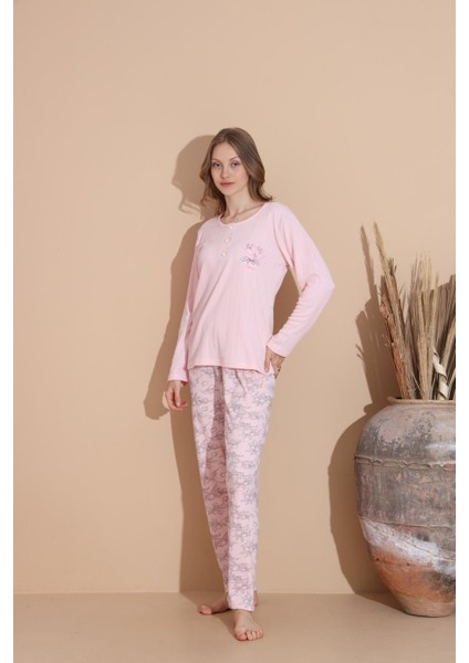 Kadın Pamuk'lu Düğme Yaka Raporlu Interlok Kışlık Pijama Takımı 05033 - 1 Adet fiyatları