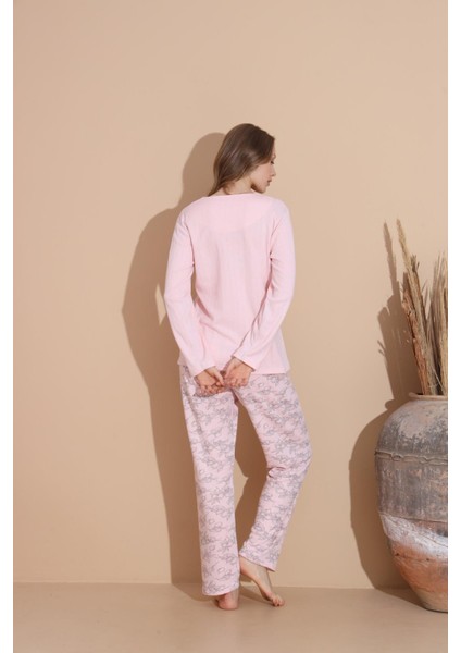 Kadın Pamuk'lu Düğme Yaka Raporlu Interlok Kışlık Pijama Takımı 05033 - 1 Adet fırsatları