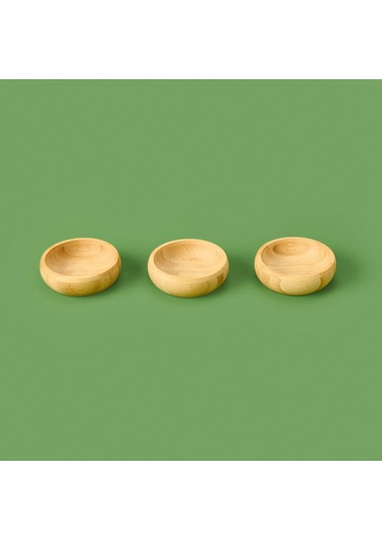 3'lü Yuvarlak Bambu Çerezlik Seti - Kahverengi - 9,5 cm fiyatları