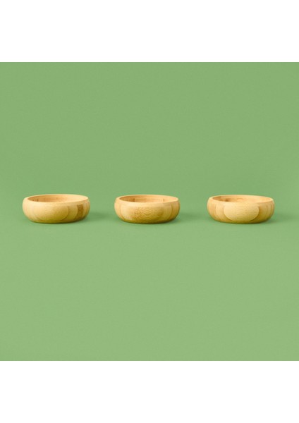 3'lü Yuvarlak Bambu Çerezlik Seti - Kahverengi - 9,5 cm modelleri