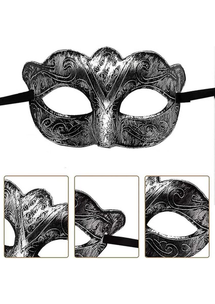 Bfs Maskeli Balo Antik Gri Gümüş Eskitilmiş Maske Balo Venedik