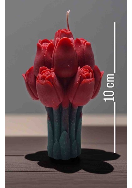 Koyu Kırmızı Dekoratif Lale Mum Buketi Hediyelik fiyatları