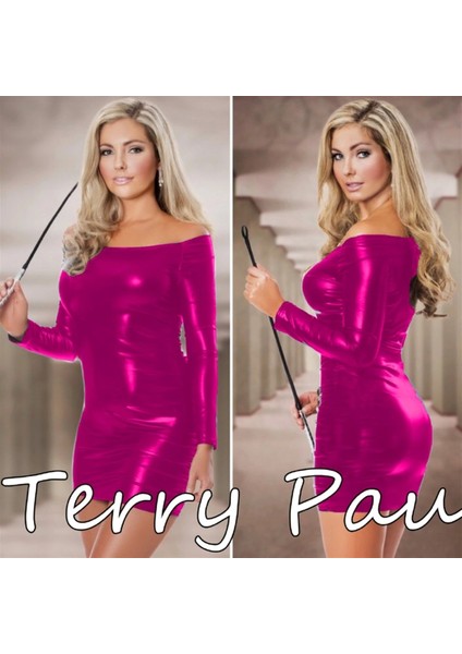 TP101167 Uzun Kollu Parlak Elbise modelleri