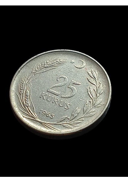 25 Kuruş 1965 Madeni Koleksiyon Para. Antika Madeni Para