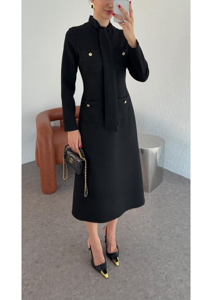 Fularlı Siyah Elbise modelleri