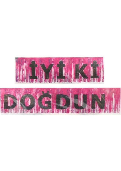 Iyiki Doğdun Banner Püsküllü Metalize Pembe P1