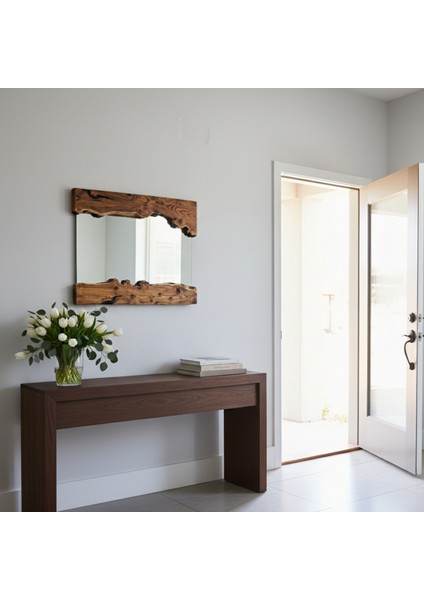 Iğde Ağacı Doğal Ahşap Çerçeveli El Yapımı Boy ve Duvar Aynası, Özel Ölçü Üretilebilir, 90X50CM, Giriş, Banyo, Salon, Oturma Odası Vb. Kullanım Için Idealdir. fırsatları