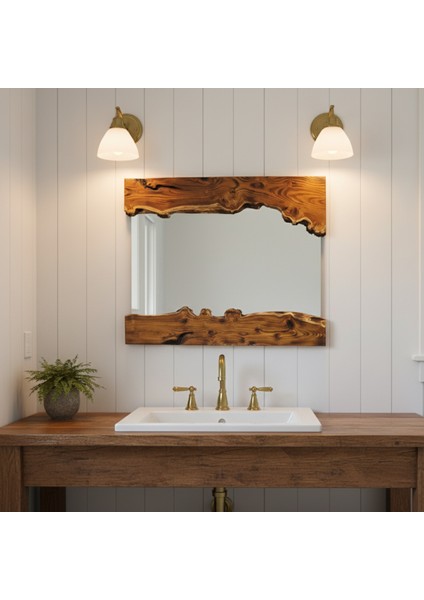 Iğde Ağacı Doğal Ahşap Çerçeveli El Yapımı Boy ve Duvar Aynası, Özel Ölçü Üretilebilir, 90X50CM, Giriş, Banyo, Salon, Oturma Odası Vb. Kullanım Için Idealdir. modelleri