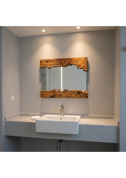Iğde Ağacı Doğal Ahşap Çerçeveli El Yapımı Boy ve Duvar Aynası, Özel Ölçü Üretilebilir, 90X50CM, Giriş, Banyo, Salon, Oturma Odası Vb. Kullanım Için Idealdir. fiyatları