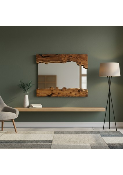 Iğde Ağacı Doğal Ahşap Çerçeveli El Yapımı Boy ve Duvar Aynası, Özel Ölçü Üretilebilir, 90X50CM, Giriş, Banyo, Salon, Oturma Odası Vb. Kullanım Için Idealdir. indirimleri