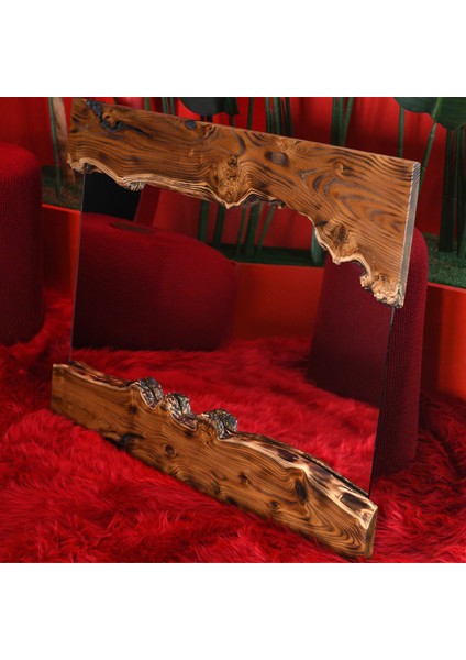 Iğde Ağacı Doğal Ahşap Çerçeveli El Yapımı Boy ve Duvar Aynası, Özel Ölçü Üretilebilir, 90X50CM, Giriş, Banyo, Salon, Oturma Odası Vb. Kullanım Için Idealdir.