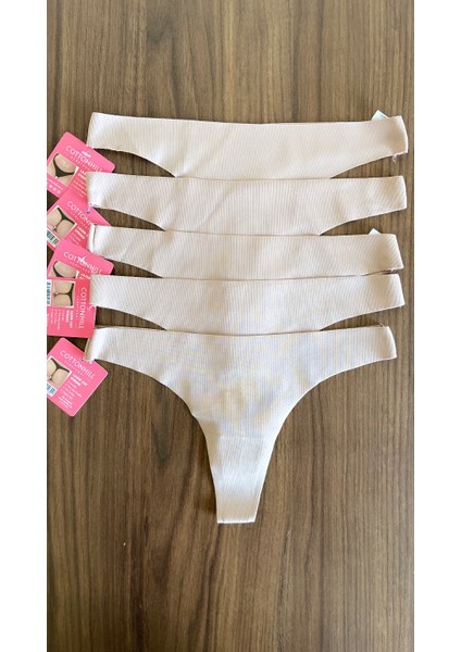 5 Adet 1 Paket Kahve Basic Klasik Lazer Kesim Kadın Tanga Külot