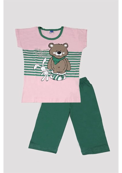 Kız Çocuk Ayıcık Desenli Alt Üst Pijama Takımı
