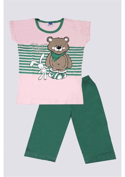 Kız Çocuk Ayıcık Desenli Alt Üst Pijama Takımı modelleri