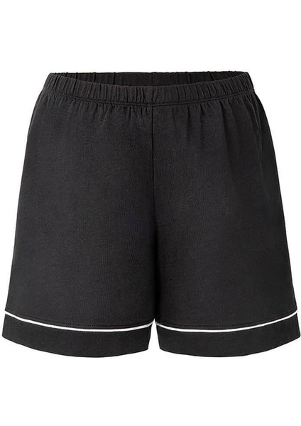 Modal Biyeli Şortlu Pijama Takımı / Siyah modelleri