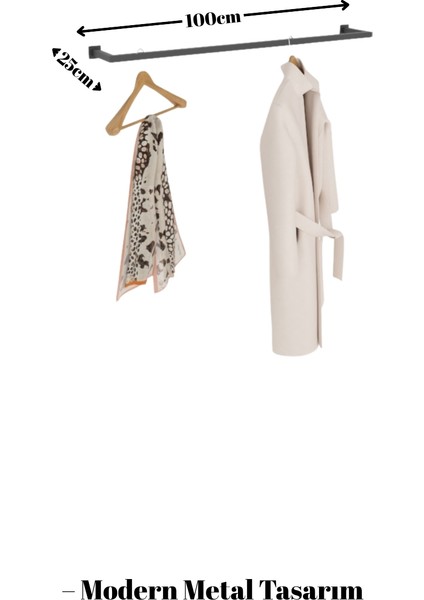 Modern Metal Duvara Monte Elbise Askılığı Yer Kaplamayn Dekoratif Duvar Askısı 100X25 cm modelleri