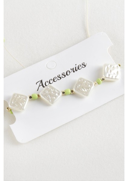 Baklava Boncuk Inci Makrome Ip Bileklik