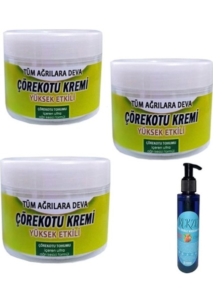 Mucizevi Çörek Otu Kremi 100 ml x 3 Adet / Çilekli Vücut Masaj Bakım Yağı 125 ml