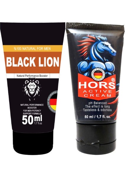 Black Lion Booster 50 ml + Hors Active Cream 50 ml / Erkeklere Özel Katılaştırıcı Krem Seti