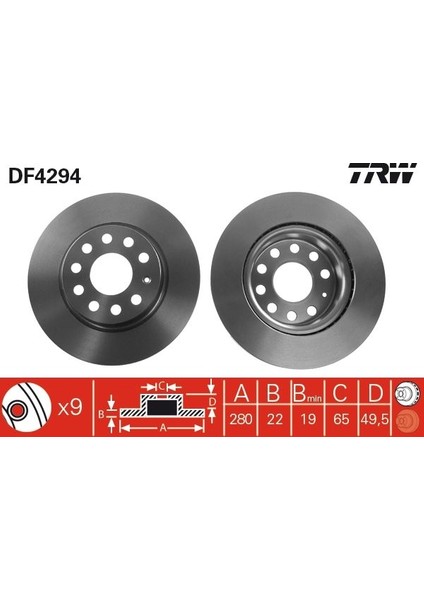ÖN FREN AYNASI GOLF 5-6-JETTA 3-4-CADDY 3-A3 2003LEON 2005TOLEDO-OCTAVIA 2004 280X22X9DLXHAVALI 1K0615301S 1K0615301AC 1K0615301AK