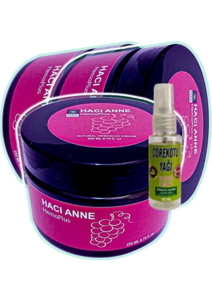 Hemoplus Hacı Anne Bakım Kremi 200 ml x 3 Adet + Çörek Otu Yağı 30 ml